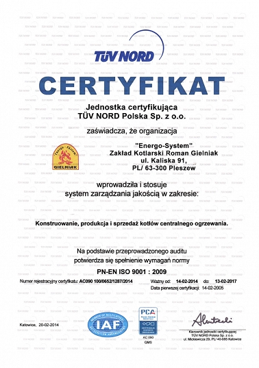 Certyfikat ISO 9001:2009
